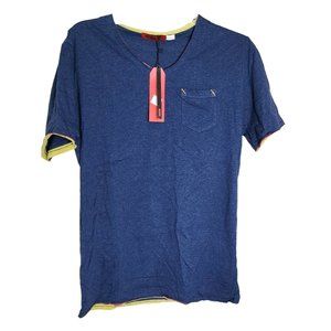 Vassari Los Angeles Blue L Rare Designer V-Neck Shirt with Pocket